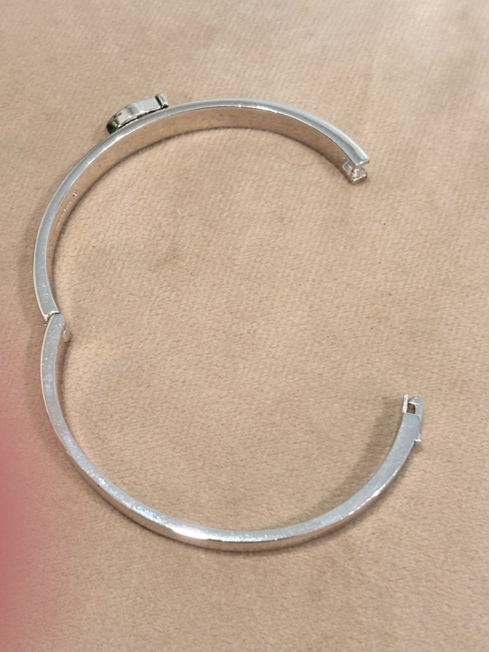 COACH Pave Crystal Signature Silver Tone Hinged Bangle - Picture 7 of 9
